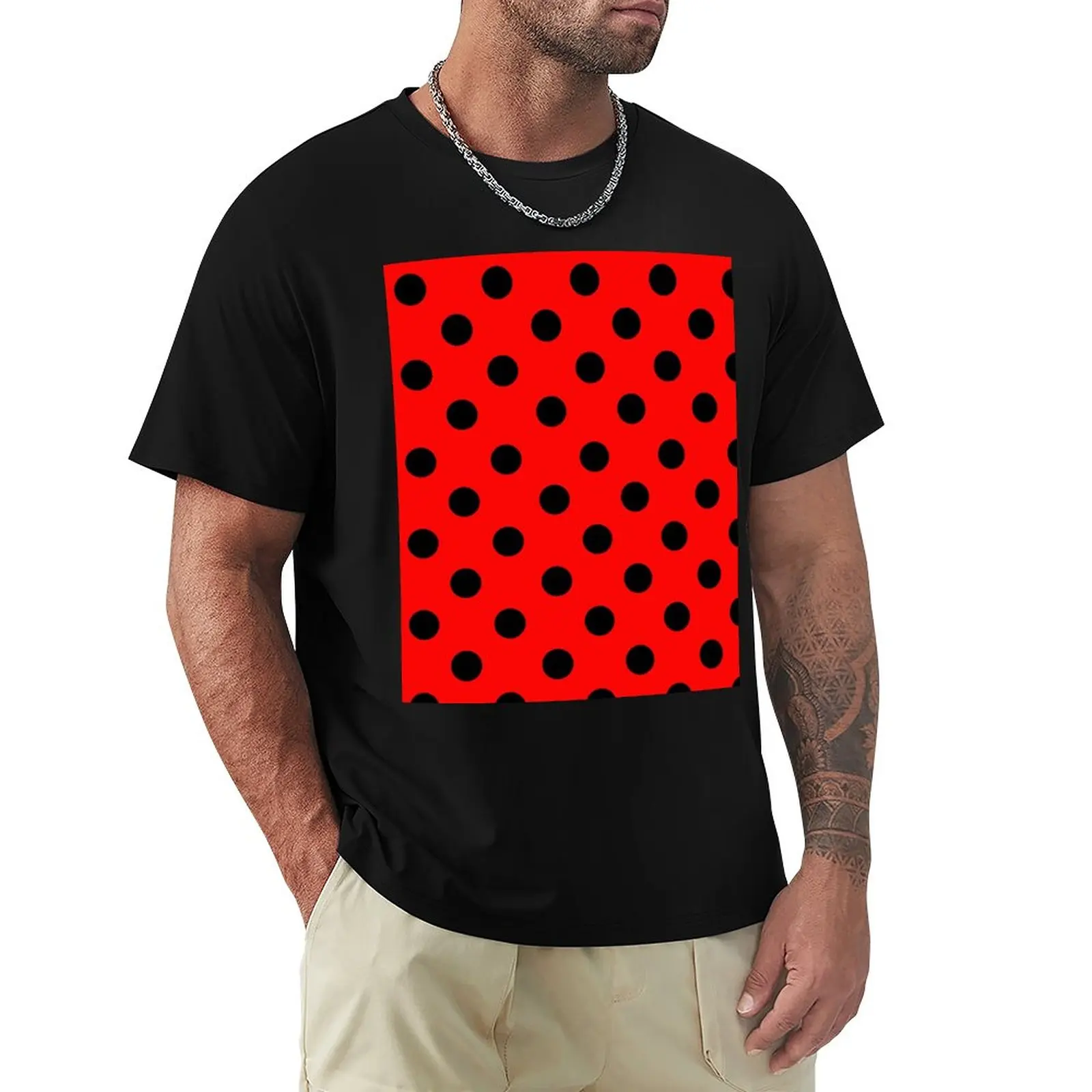 Red and Black polka dots | Ladybug Pattern | Halloween Outfit T-Shirt summer clothes custom t shirts t shirts men