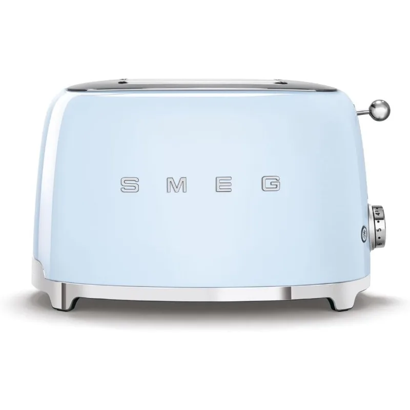 SMEG 2 Slice Toaster with 6 Presets and Defrost Function and Removable Crumb Tray TSF01PBUS, Pastel Blue