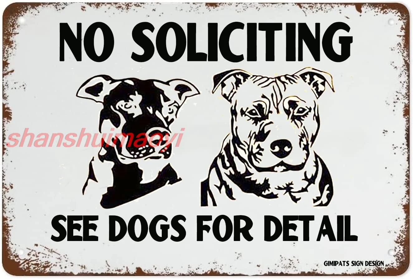 GIMIPAT Aluminum no soliciting see dogs for detail Attention Sign, 12inx8in Fade Resistance, Indoor/Outdoor Use Metal Sign  sign