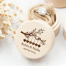 Caja de anillo de boda personalizada, regalo de aniversario, caja de anillo grabada personalizada para compromiso, ceremonia de boda, recuerdo de anillo