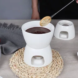 Ensemble de Mini Fondue avec bougie et fourchette, Pot à Fondue en céramique personnalisé, pour fromage suisse, pour chocolat