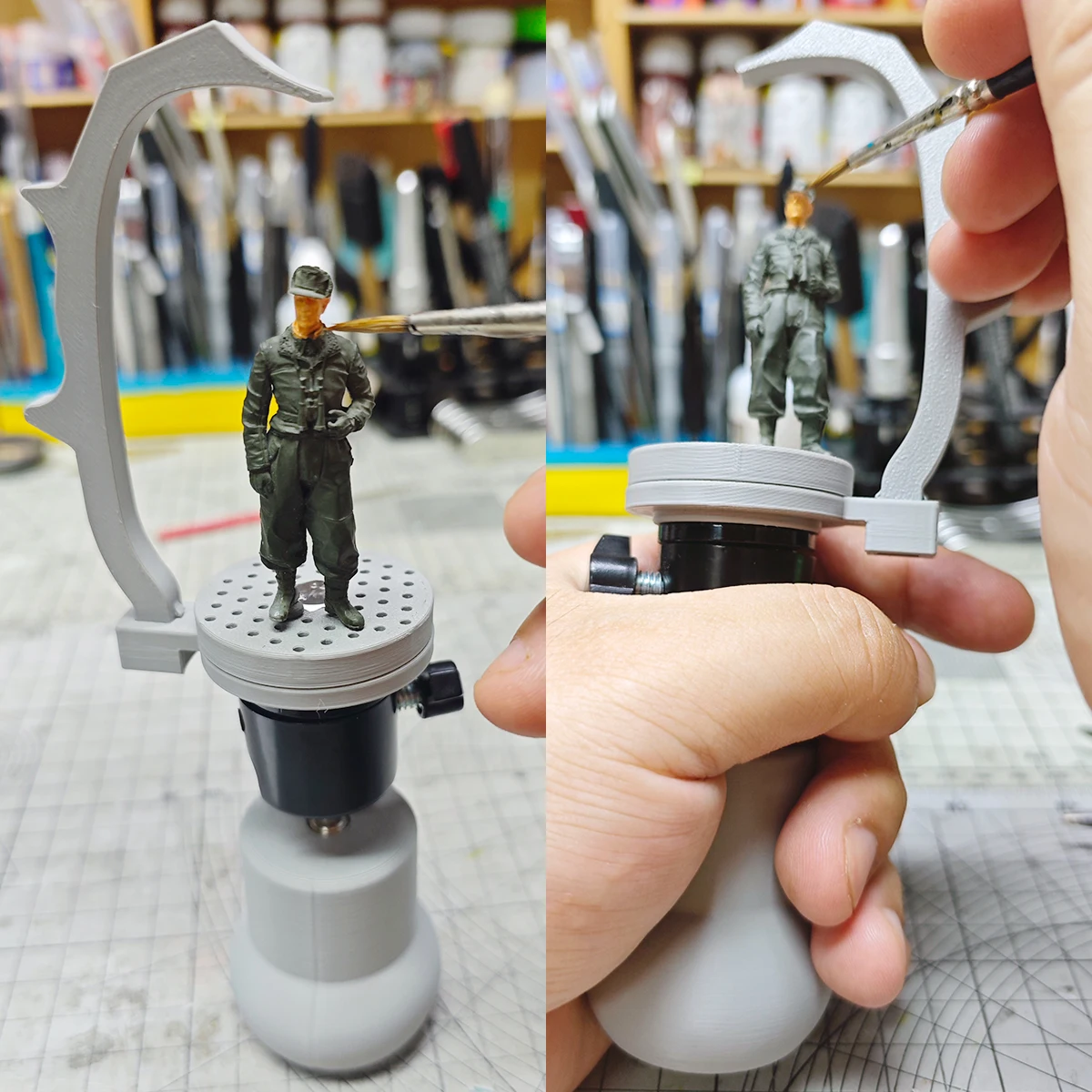 Modellbau-Miniatur-Malwerkzeuge Figurenmalerei-Griffhalter Clip-Ständer Bauvorrichtung 360 ° Schwenkbarer, drehbarer Skalenadapter für alle Waagen – Detail 4