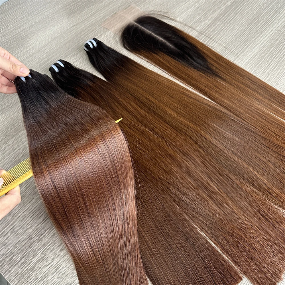 

20A Double Drawn Straight 100% Human Hair Weaving Bundle Raw Brown Color Unprocessed Human Hair Extension Millionaire Queen