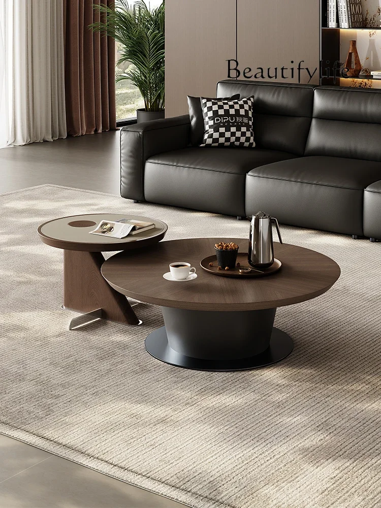 X35 Wabi Round Rock Slab Coffee Table Living Room Home Minimalist Tea Table Combination Modern Simple Small Apartment Coffee Ta