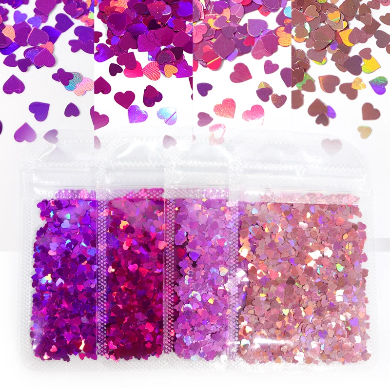 4 sacchetti di resina di san valentino riempimento olografico Glitter resina epossidica riempitivo amore cuore resina paillettes riempitivi per stampi in Silicone fai da te