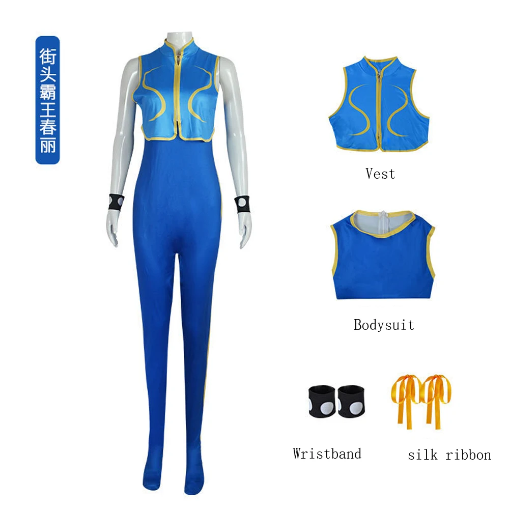 Chunli przebranie na karnawał Halloween kobieta Sexy Chun-Li gra superbohater przebranie na karnawał body Zentai garnitur dla dorosłych nastolatków