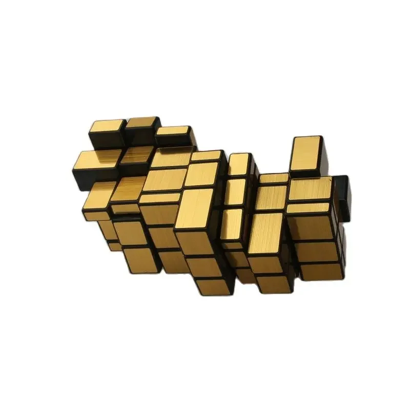 CubeTwist Mirror Tower 3x3x7 Gold Cubo Magico Professional Multiple Twist Puzzle Educational Toys for Kids Cubing with Bracket