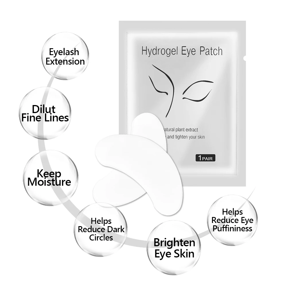 50 Pairs Eyelash Extension Patch Hydrogel Patches Makeup Lash Extension Under Eye Patch Pad Eyelash Gel Lash Pads Patches