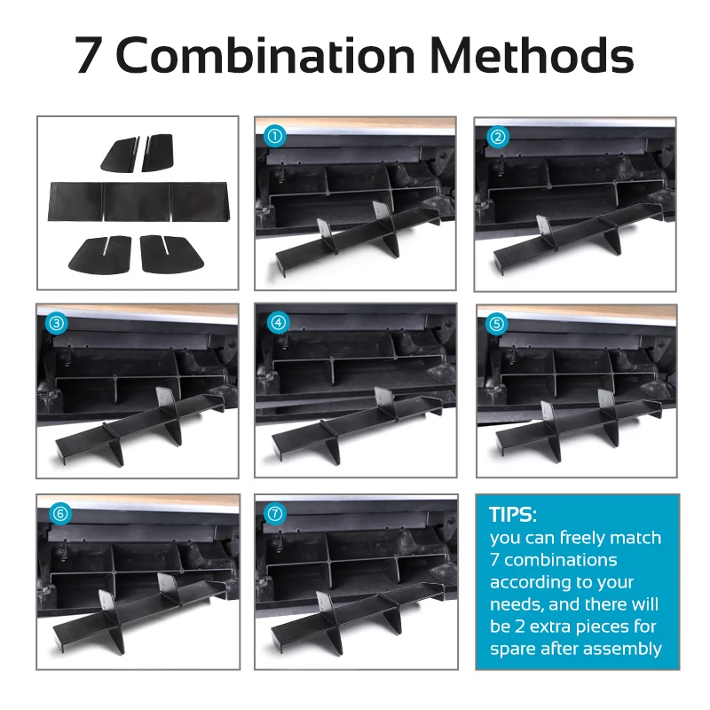 Glove Box Divider Organizer for Tesla Model Y 3 2019-2022 Glovebox Partition Plates Insert Storage Shelf Car Accessories