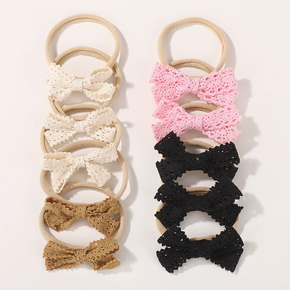 10 Stück Neugeborene elastische Haarbänder Spitze Haarbögen Baby Stirnband für Mädchen Nylon Stirnbänder Turban Kopfbedeckung Kinder Haarschmuck