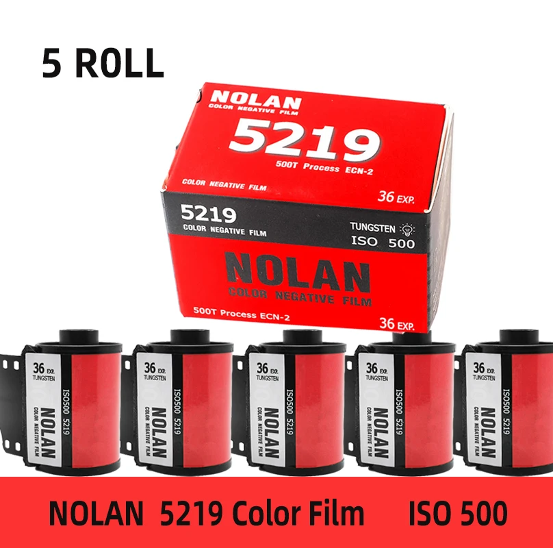 

5 Roll Nolan 5219 500T 135 Color Film Roll Negative Film ECN2 Processing Iso 500 36EXP/Roll