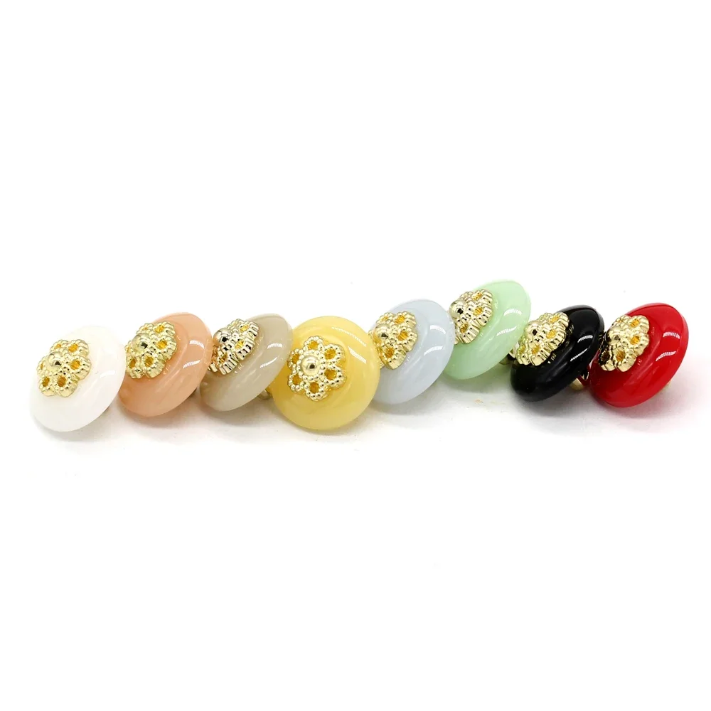 HENGC 11mm Round Color Gold Metal Pearl Buttons for Clothing Fashion Shirt Dress Blouse Handmade Decorations  Sewing Accessories