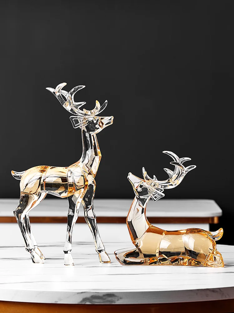 Nordic creative lucky deer ornaments living room wine cabinet cow home decoration tiger opened