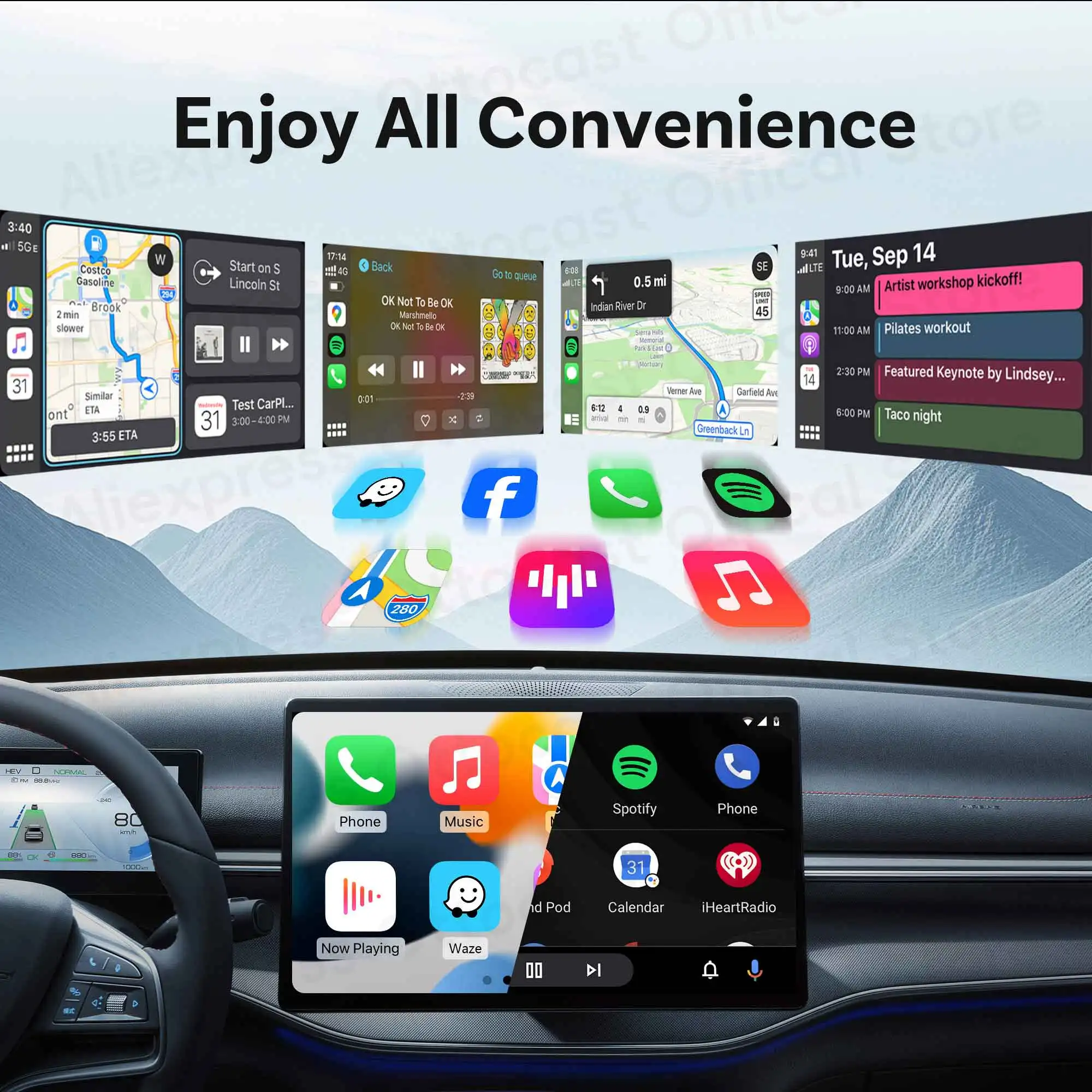OTTOCAST Mini Nova Kabelgebunden zu Kabellos 2-in-1 CarPlay Android Auto Adapter Dongle Auto-Zubehör für Benz Audi VW Kia Toyota – Detail 5