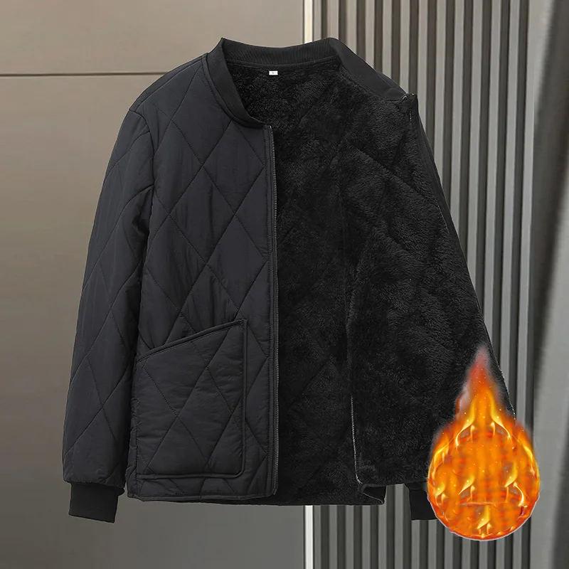 

Мужская плюшевая куртка, осень-зима, воротник-стойка, карман на молнии, мужская верхняя одежда, утепленная флисовая куртка с длинным рукавом, деловое повседневное мужское пальто