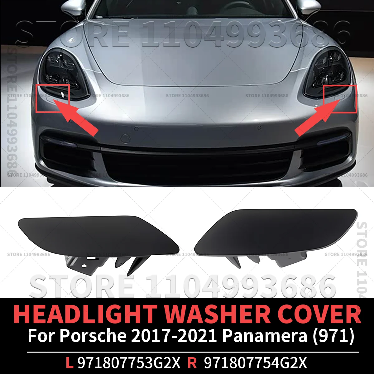 

For 2017-2021 Porsche Panamera (971) Headlight Washer Cover OEM 971807753G2X 971807754G2X 971-807-753-G2-X 971-807-754-G2-X