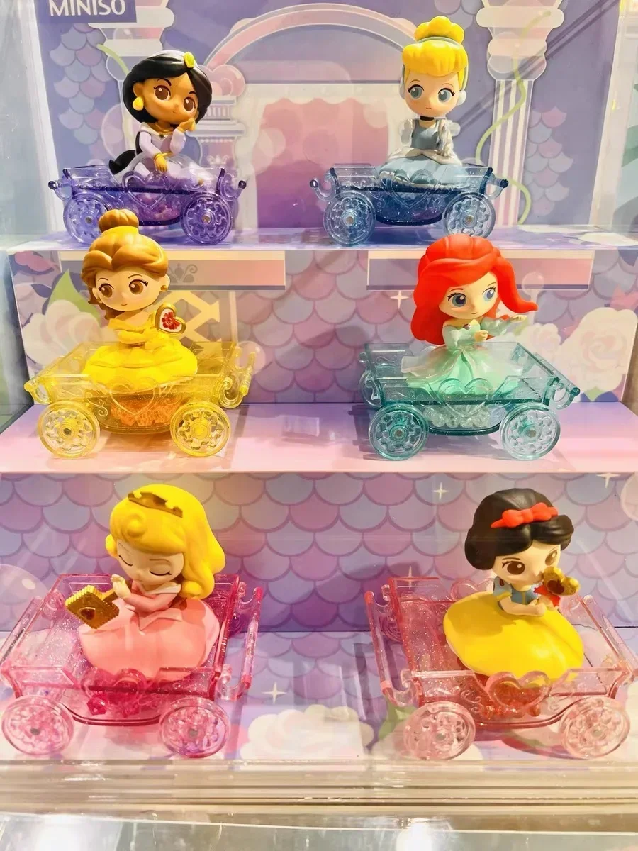 New Disney Princess Box Belle Snow White Figure Little Mermaid Ariel Jasmine Cinderella Figurines Model Box Toy Christmas Gift