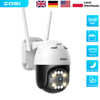 ZOSI 5MP HD WIFI IP Camera Outdoor Color Night Vision 5x Zoom Wireless Video Surveillance Camera AI Detection PTZ Security Cams