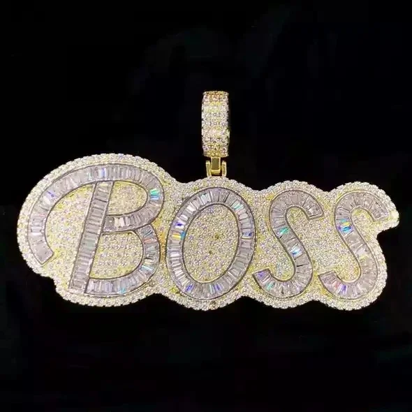 رسالة بوس كول إثارة روك الشرير قلادة مثلج خارج بلينغ مايكرو معبد 5A تشيكوسلوفاكيا الرجال الهيب هوب مجوهرات #4