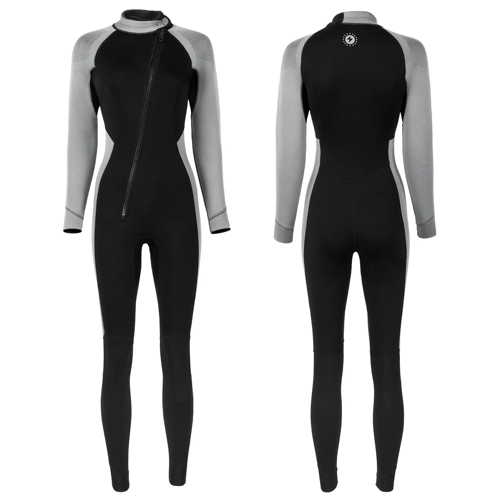 

Womens 3mm Neoprene One-Piece Thermal Wetsuit Long Sleeve Front Zipper Jumpsuit for Beachwear Swimming Surfing Snorkeling Diving
