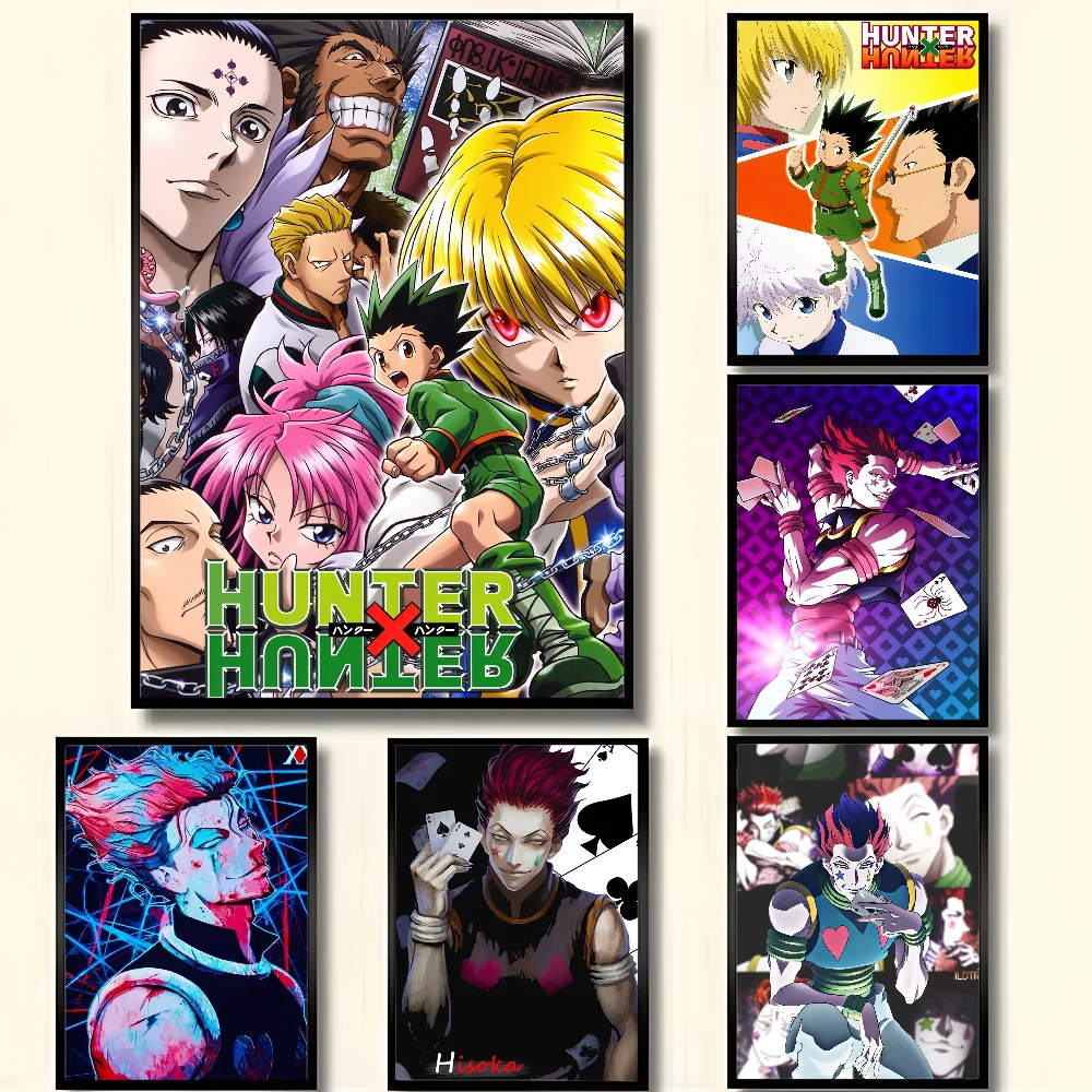 Hunter X Hunter Hisoka Anime-Poster, HD-Kunst, klebrige Wand, wasserdicht, für Zuhause, Wohnzimmer, Schlafzimmer, Bar, ästhetische Dekoration