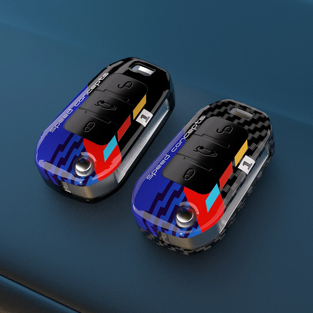 Autoschlüsseletui für Peugeot 3008 208 2008 508 408 308 4008 5008 Citroen C3 C4 Kaktus C6 ABS Kohlefaser Schlüsselgehäuse Autozubehör