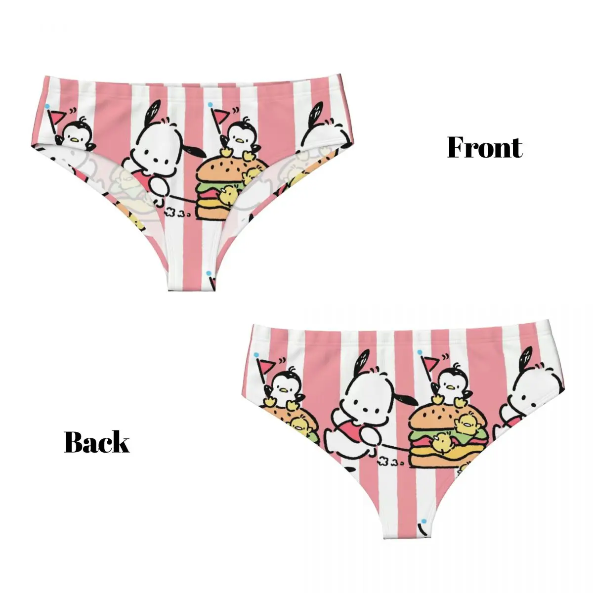 Biancheria intima elasticizzata traspirante da donna con mutandine brevi Pochacco Hamburger personalizzata
