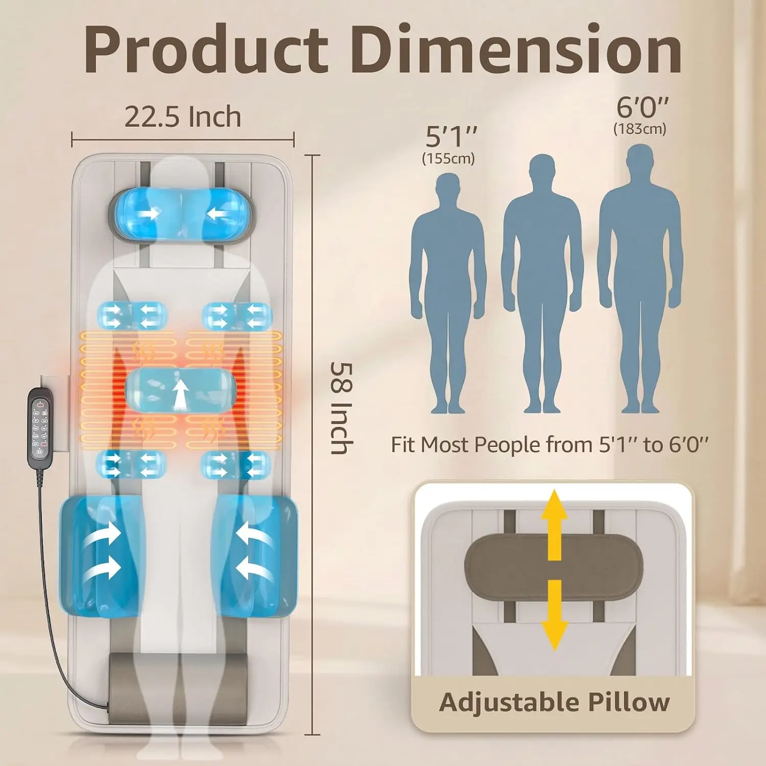 Air Compression Heat Traction Stretching Mat For Bed Floor Pain Relief Massage Pad Foldable