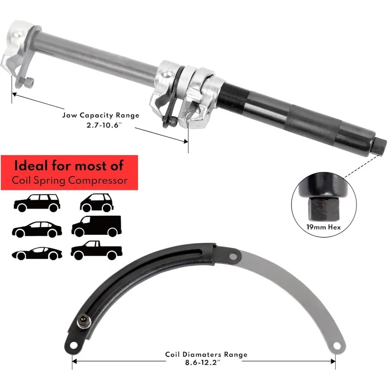 Shock Absorber Coil Spring Compressor Tool Heavy Duty Macpherson Strut Set with Safety Jaws Holder Remover Disassembly Tool