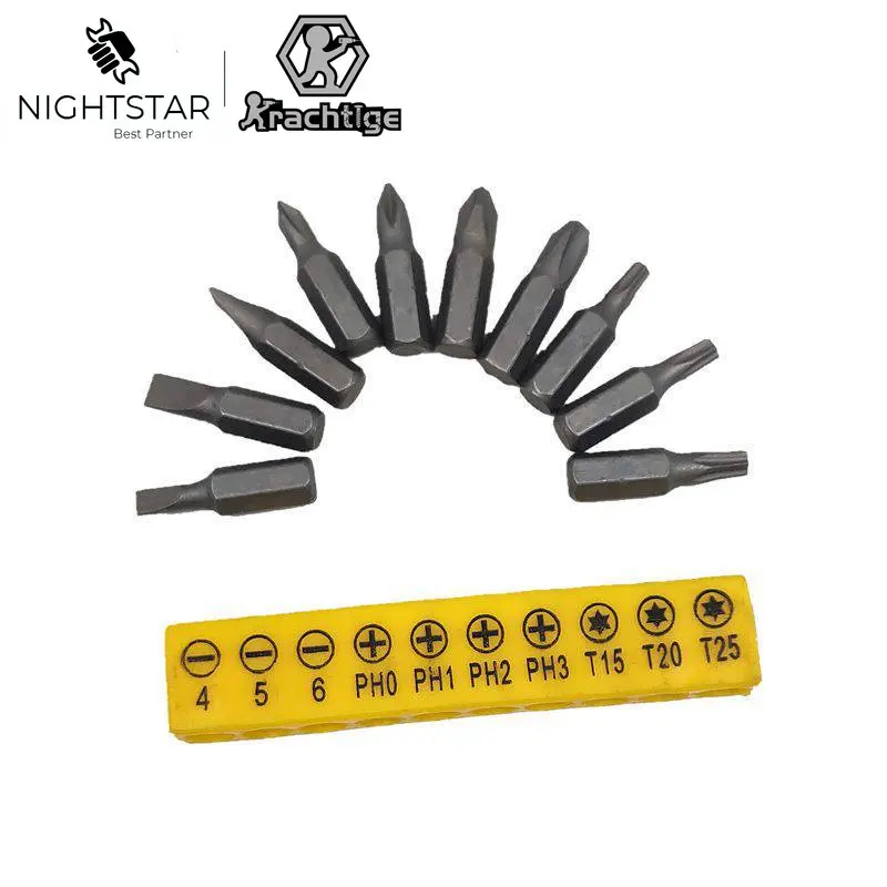 10Pcs Insert Bit Set Torx Flat Head Cross Electric Krachtige Screwdriver Screws Head  Screw Driver Set  Bit Holder