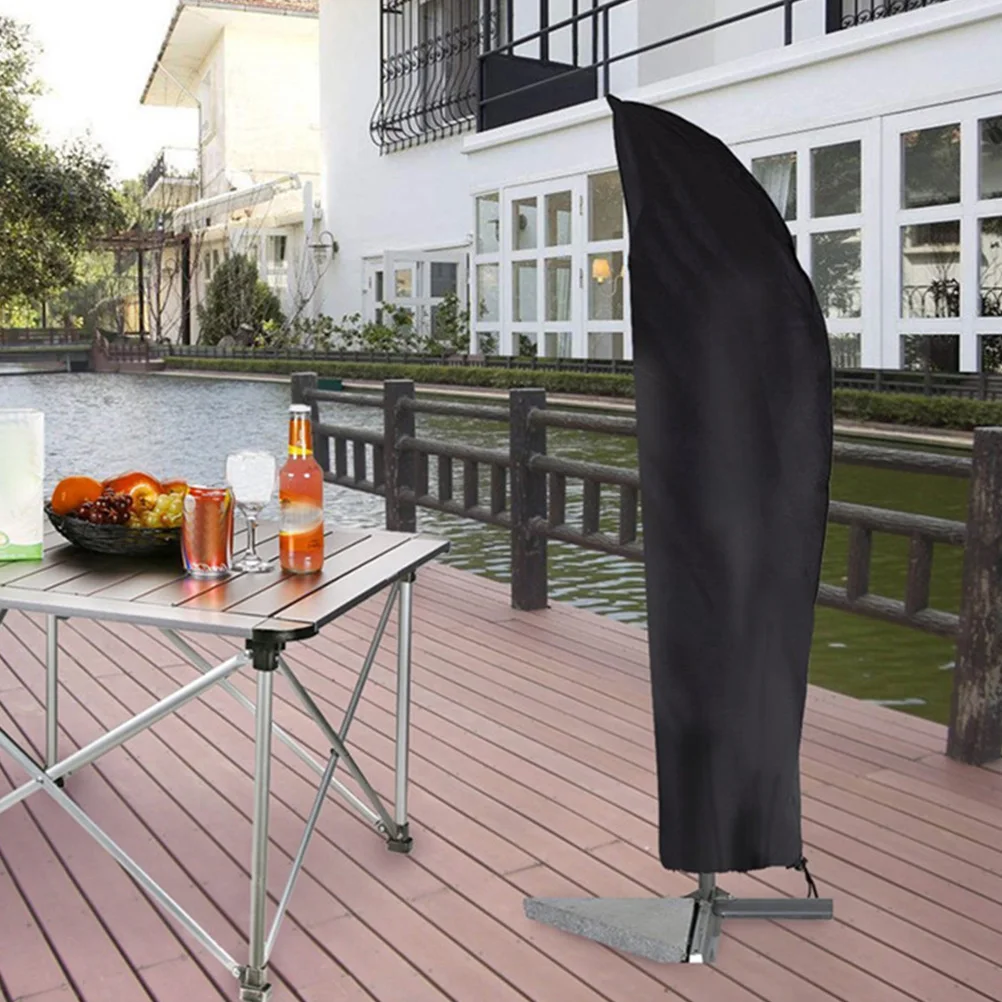 

Waterproof Umbrella Cover 205cm Black Large Parasol Garden Offset Banana Frame Outdoor Sun Rain Cover