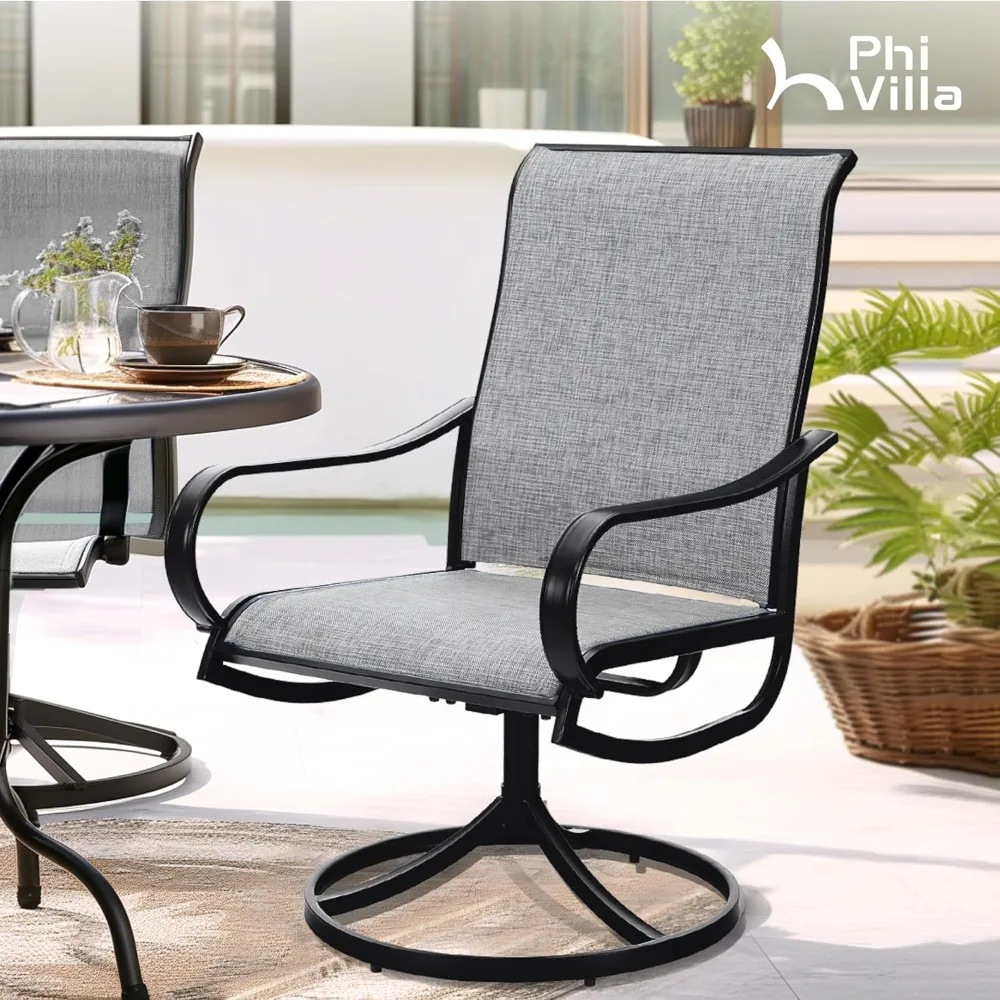 

Patio Swivel Dining Chairs Set of 2, Outdoor Chair with Textilene Mesh Fabric & Black Metal Frame, Customized