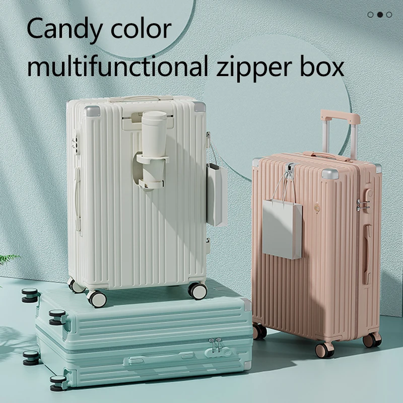 

20/26 Inch ABS Candy Color Travel Suitcase Multi Functional Luggage with External USB and Port Foldable Cup Holder for Travel