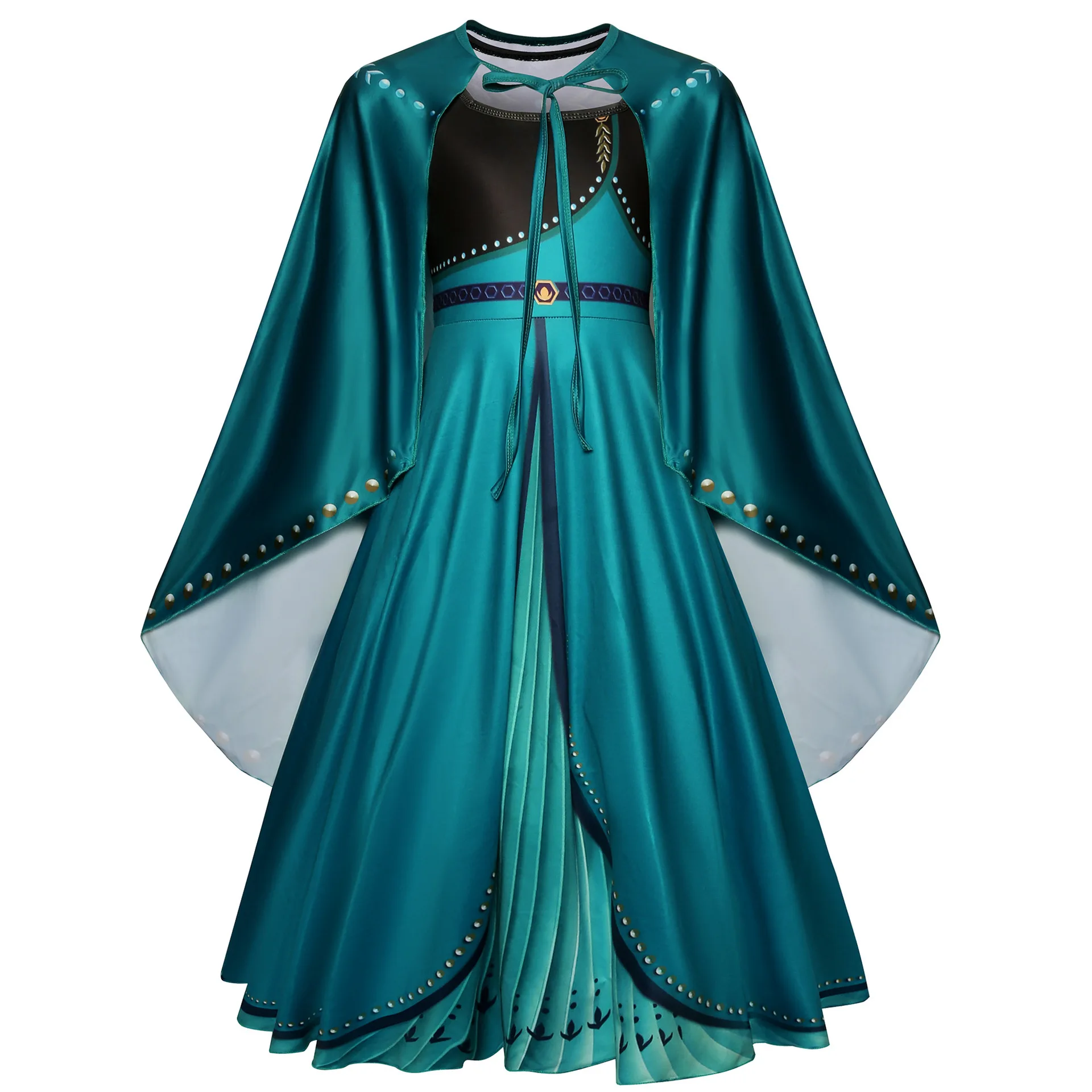 Robe longue Anna pour filles, cape pour enfants, costume de cosplay d'Halloween, robes de princesse pour enfants, vêtements de fête de carnaval élégants