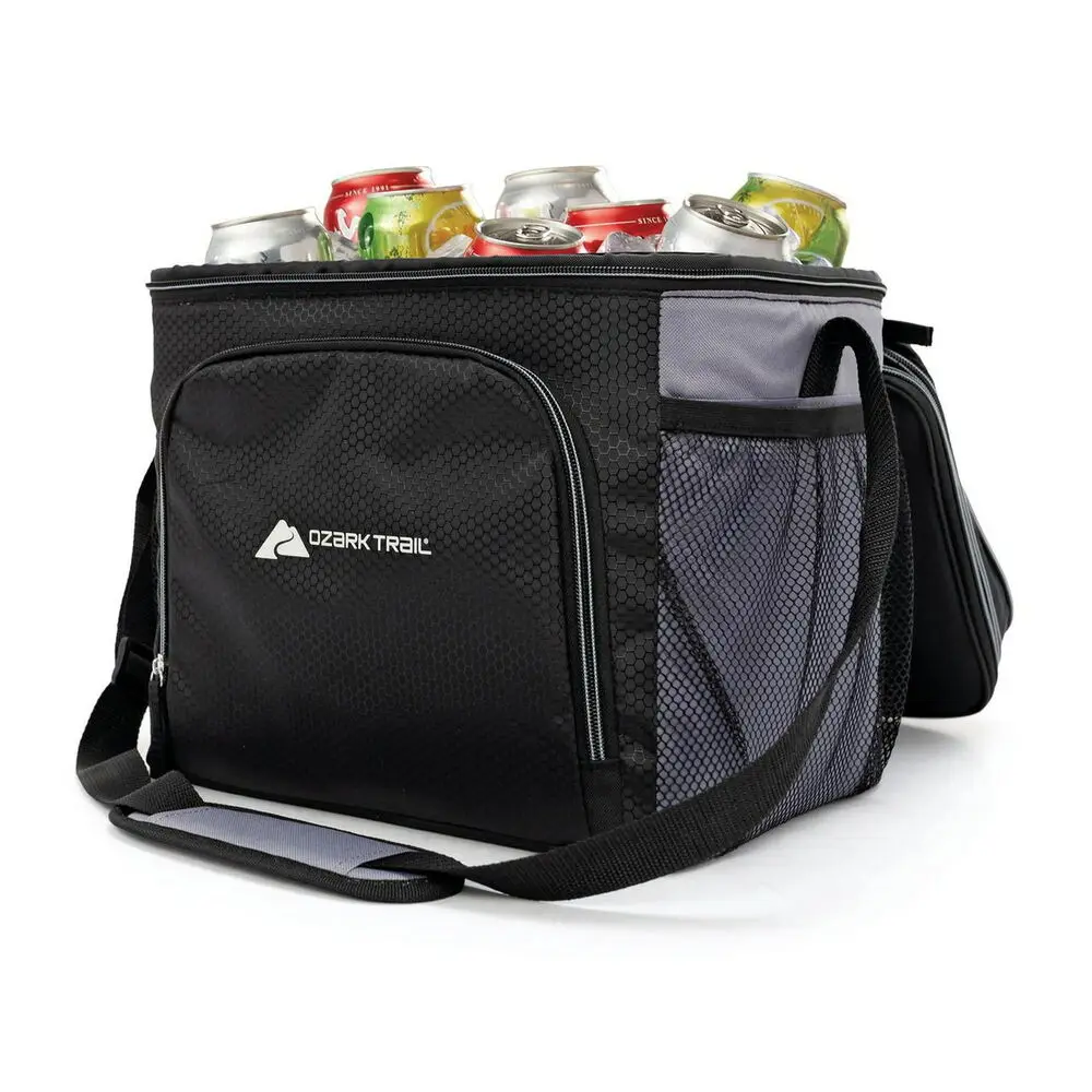 24-Can Soft-Sided Cooler Dual with Side Mesh Accessory Pockets, Black