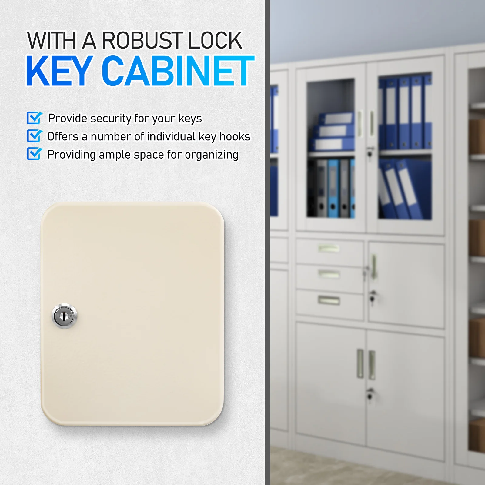 20 Position Key Security Cabinet Heavy Duty Wall Mount Lock Box for Keys Organization and Protection Key Lock Box