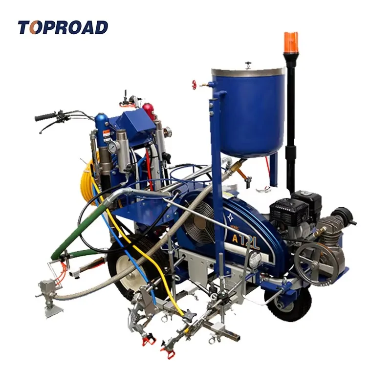 Efficient Two-component Cold Spray Road Marking Machine Engine-Powered Pump Pneumatic Glass Beads Dispenser For Cold