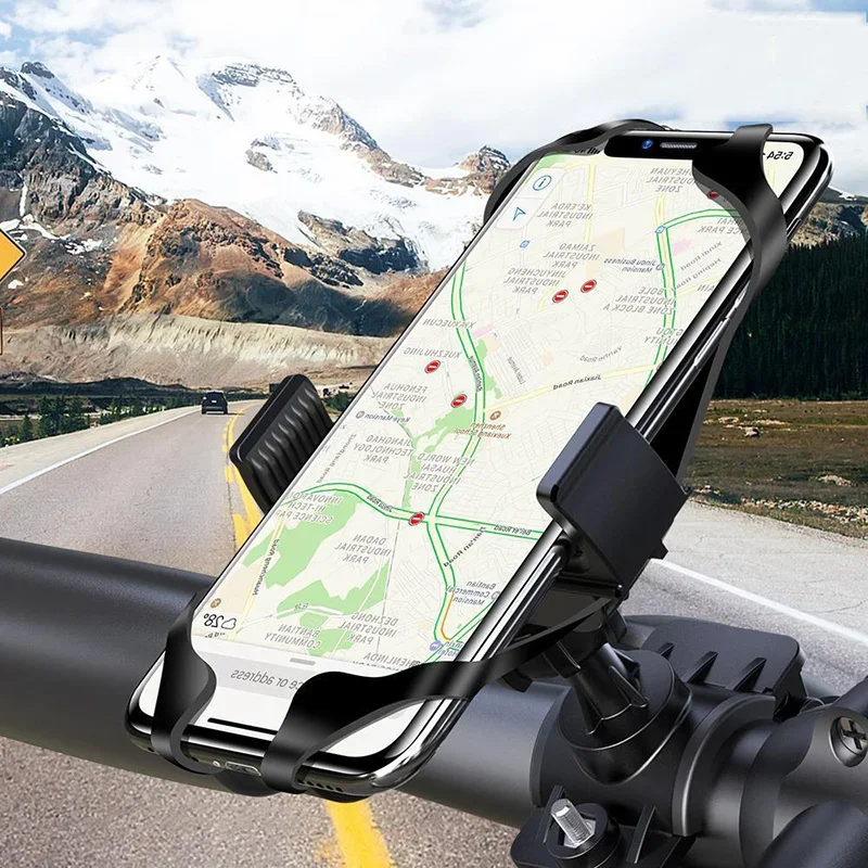 1PCS 360 Rotatable Mobile Phone Bicycle Motorcycle Bike Safe Bracket Silicone Support Silicone Pull Type For All Phone Stand