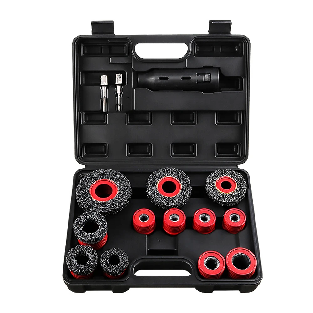 15PCS Car Wheel Stud Rust Removal Brush Set Featuring Snap In Design for Quick Attachment and Reliable Cleaning