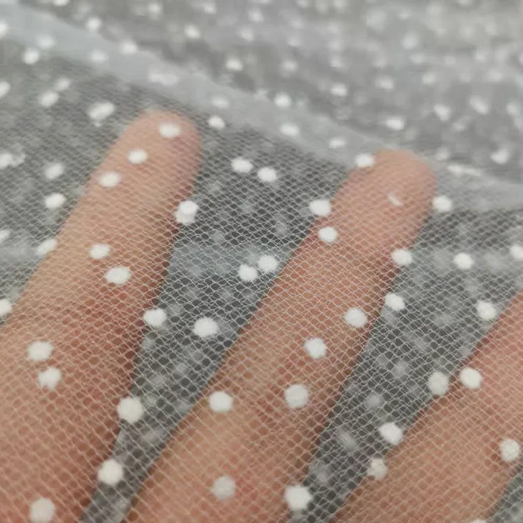 Flocked Polka Dot Tulle Fabric, Medium Stiff Mesh Cloth for Kids Clothes, Undershirt, Hair Accessories & Petticoat