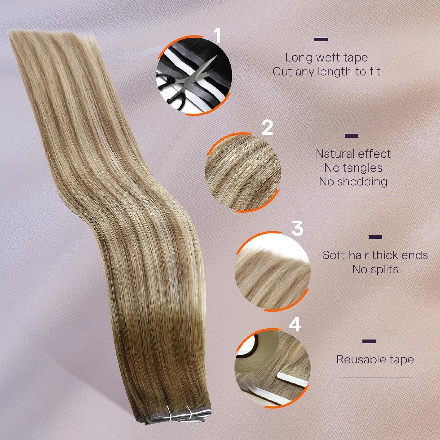 Full Shine One Piece 50G Genius Tape In Hair Extensions 100% Remy Human Hair Invisible Skin Weft Thick Ends For Women