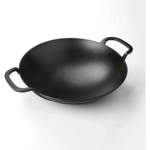 Lava Cast Iron Wok Frying Pan 38 Cm Double Metal Handle Lava Pan Lava Pots