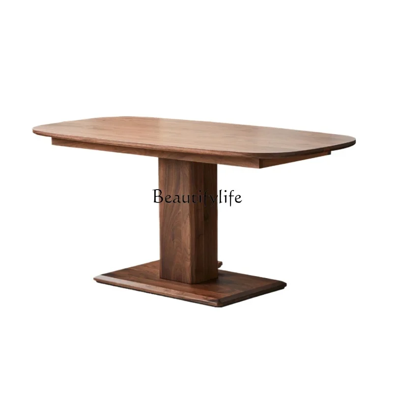 

FG10Black walnut oval coffee table solid wood lifting dining table home desk modern simplicity