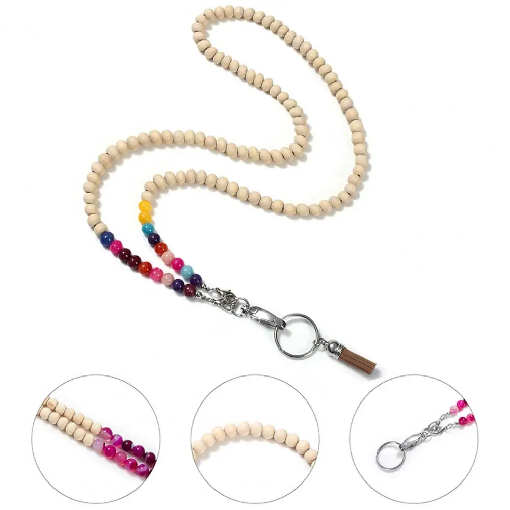 Шнурок для карт, стильный шнурок с бусинами, держатель для Id, бусины из натурального дерева, шнурок для рабочей карты для женщин, брелок для круиза