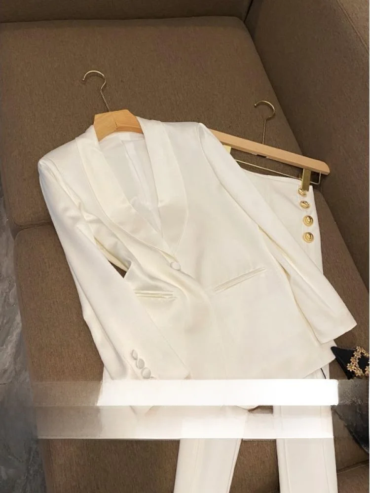 Ele een Tee-acid Satin Small Suit 30-34 Years Old Button Commute Sle Long Sve Single-breasted Pure Color Coat