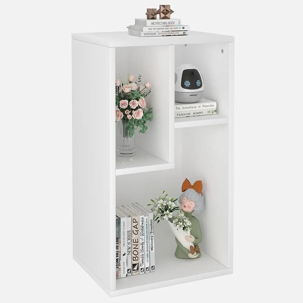 

Small White Bookshelf, 3 Cube Shelf, Fits Tallest S, Horizontal Available, Modern Storage Organzier For Small Spaces, Kids,