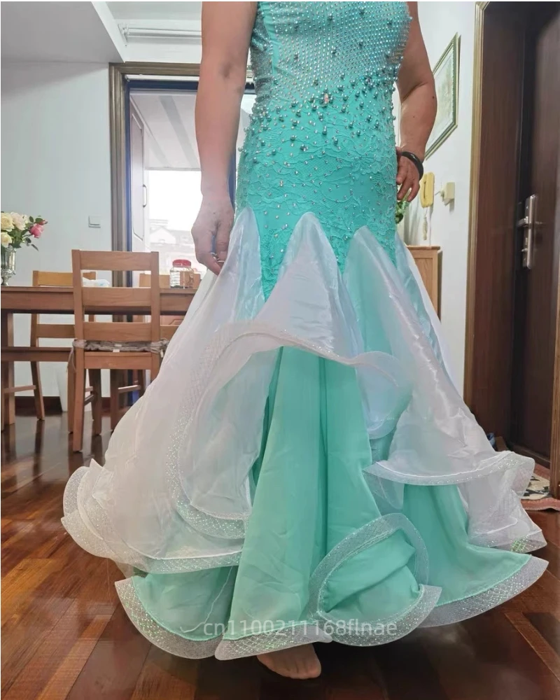 Adult Modern Dance Dress S7024 National Standard Diamond Inlaid Stage Dance Performance Dress for Women
