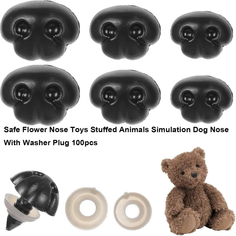 100Pcs/bag New With Washer Plug Dog Nose 3 Sizes 9*12mm/12*15mm/16*19mm Plastic Noses Black Making Supplies Nose
