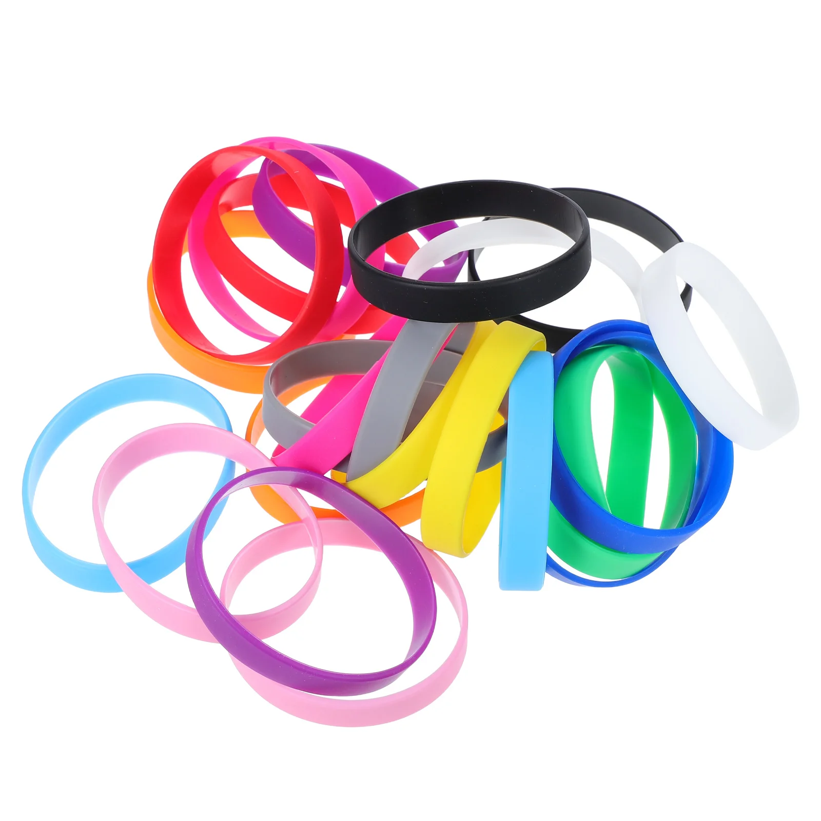 

24Pcs Silicone Wristbands Colorful Soft Comfortable Reusable Rubber Bracelets for Kids Teens Party Outdoor Events