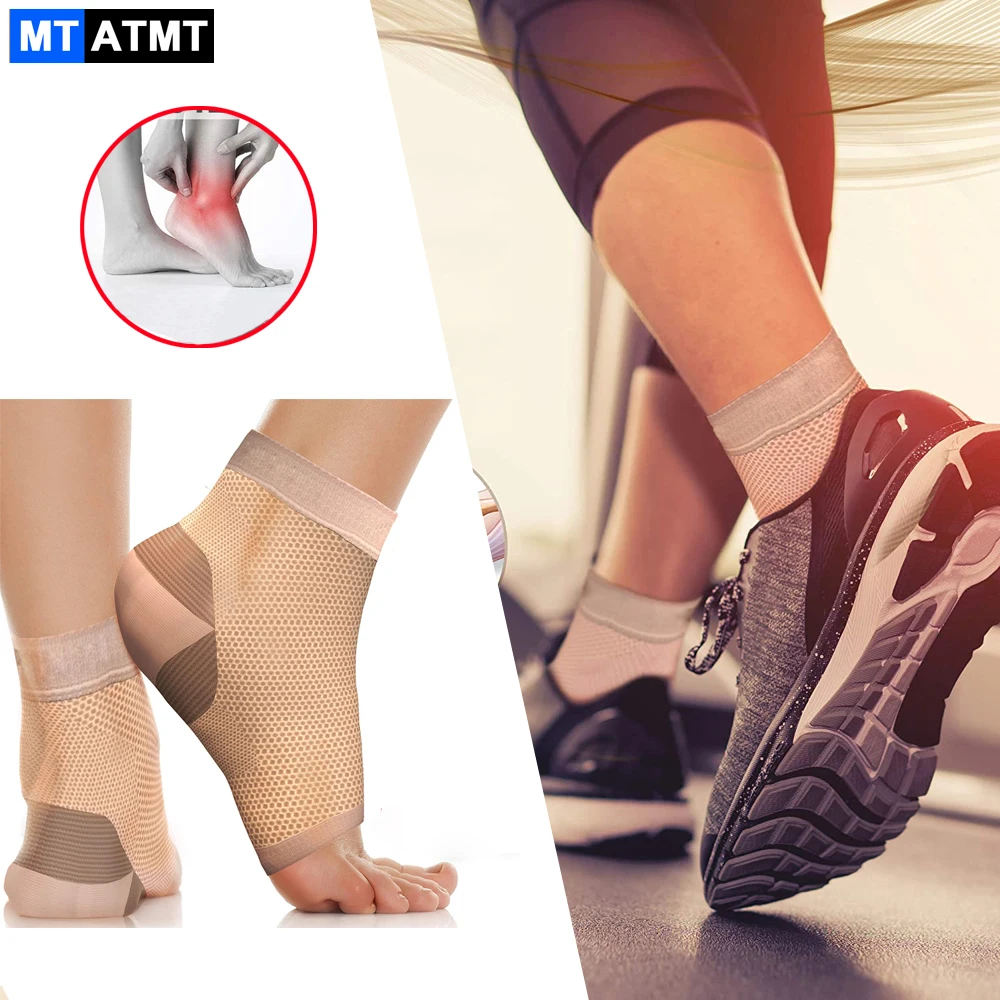 

1Pair Ankle Compression Sleeve Brace,Plantar Fasciitis Socks with Arch Support Toeless Socks for Foot Pain Relief Swelling